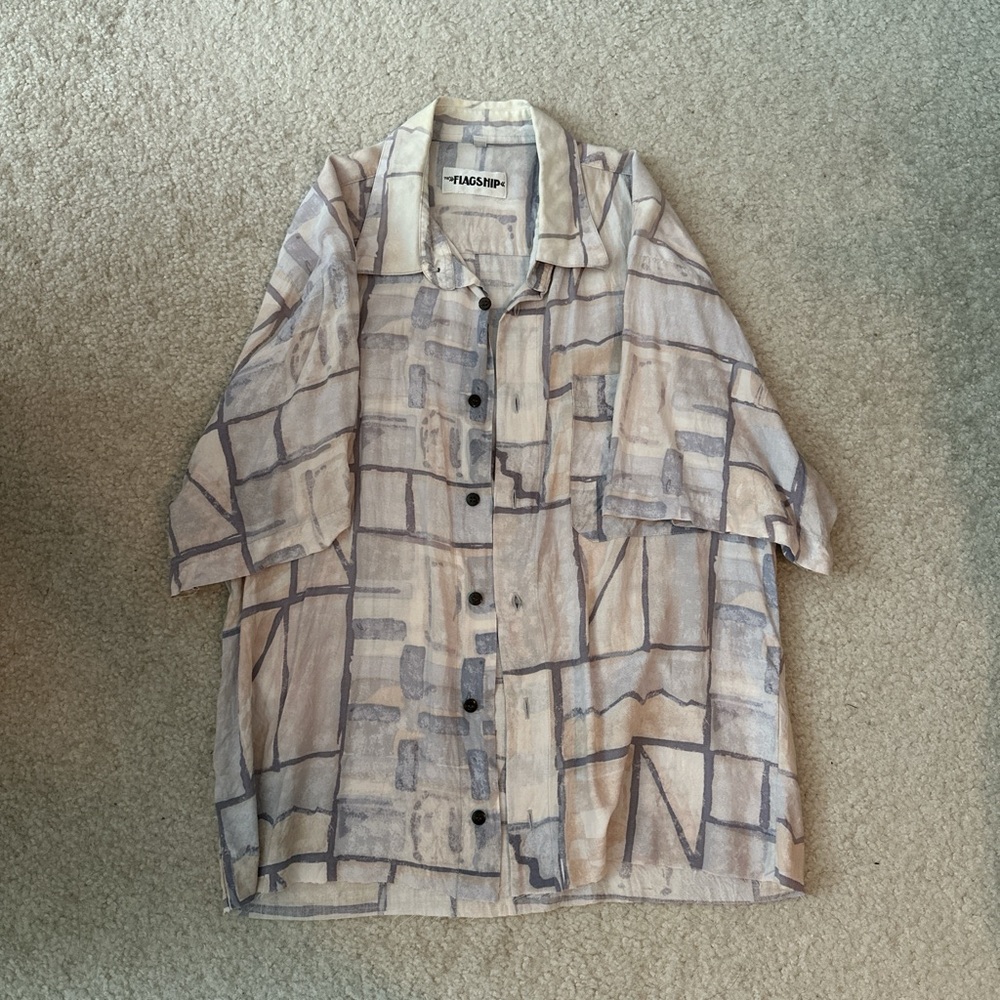Men's Abstract Pattern Jacket - Cream and Gray